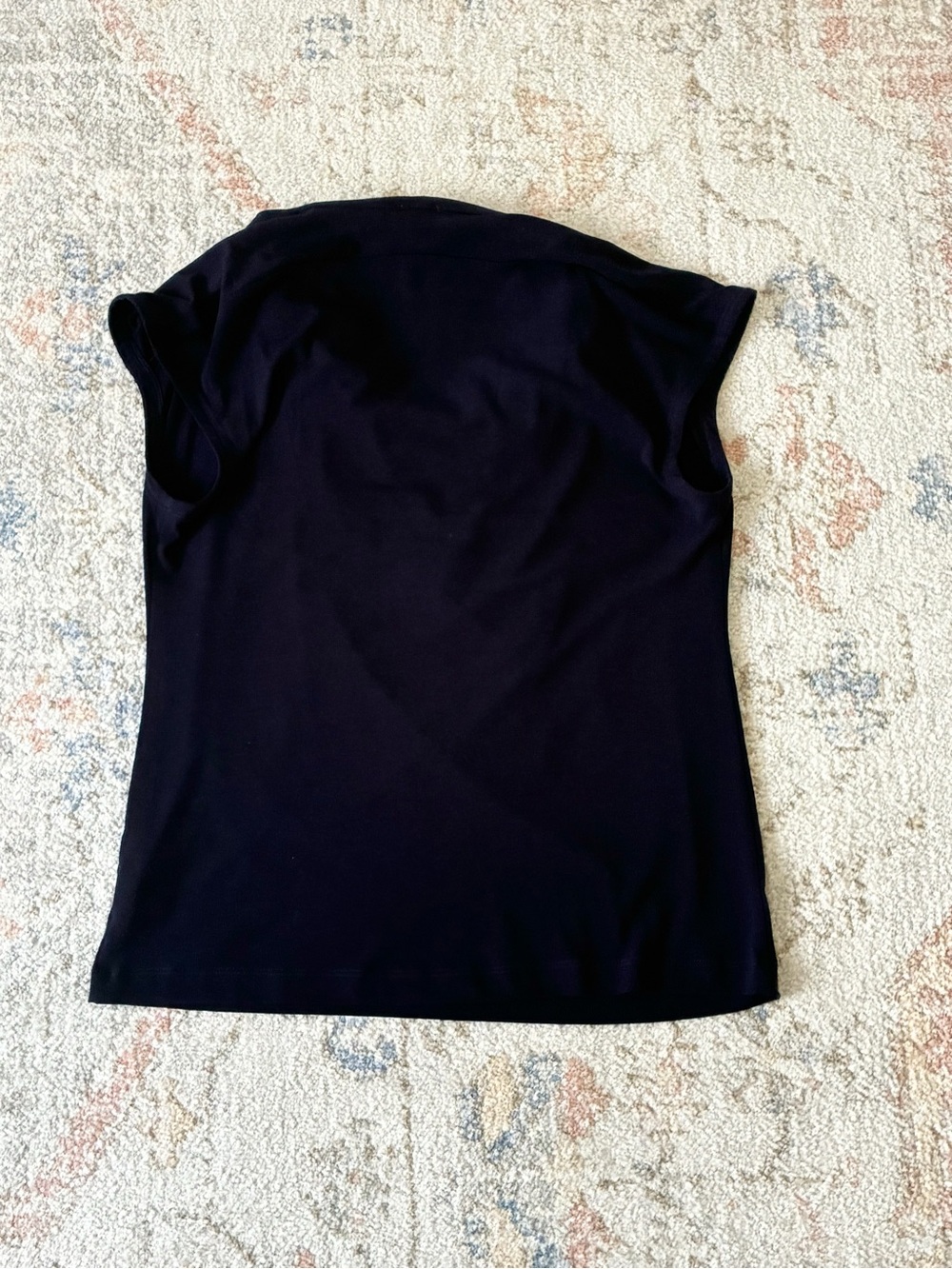 Anne Klein Navy Blue Cowl Neck Sleeveless Blouse - Versatile Shell in Size M - Picture 7 of 7